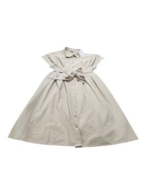 NWT Polagram Button-Front Beige Tie-Waist Shirt Dress Classic Minimalist 3X